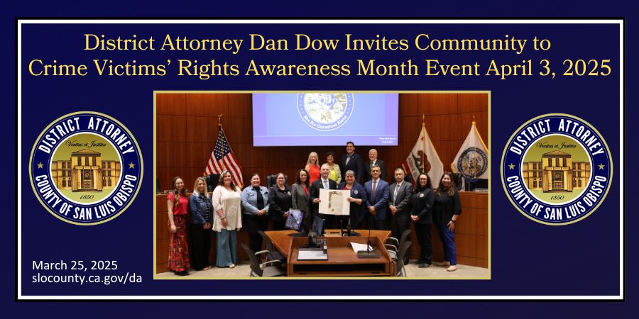 District Attorney Dan Dow Invites Community to  Crime Victims’ Rights Awareness Month Event April 3, 2025